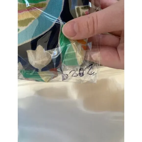 Talbots Knee Length Skirt 22W Corduroy Floral Pleated Wrap Retro Blue Orange 22 - Picture 11 of 12